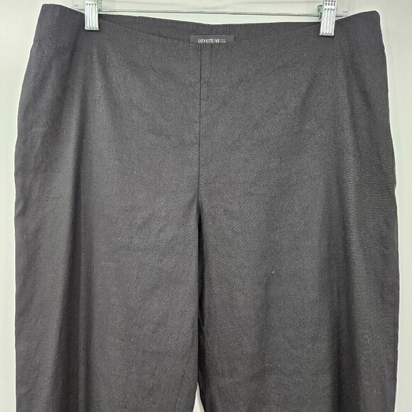Lafayette 148 Stanton Linen Pants Black Women’s Size 12 Straight Leg Minimalist - Picture 3 of 12